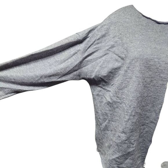 East of June long sleeve shirt art to wear Asymmetrical hem gray white XL - Picture 3 of 10